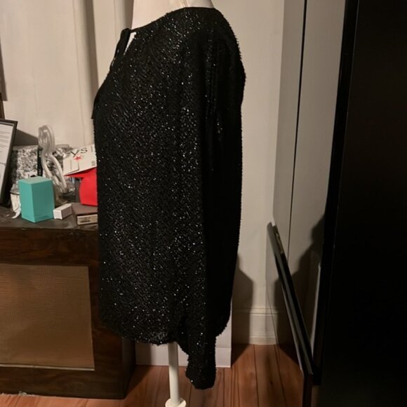 Michael Kors long sleeve black blouse with shimmer - Picture 3 of 4